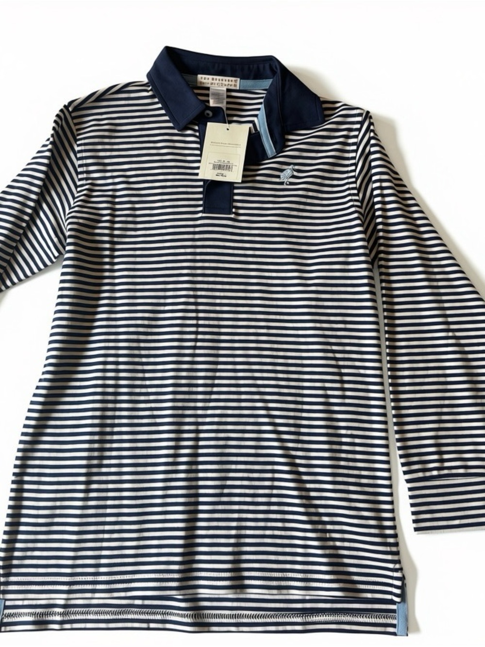 The Beaufort Bonnet Company Navy & White Striped Long-Sleeve Polo
